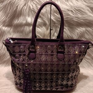 Chic Rhinestone Purple Tote Bag